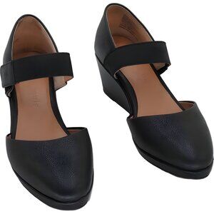 Gentle Souls Oriana Wedge Pumps Black Leather/Suede 6M US EU 36